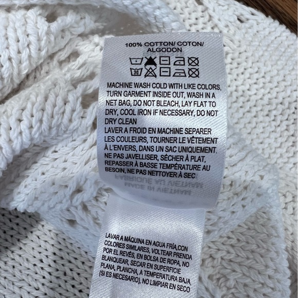 Lucky Brand Oversized Cropped Knit Cotton Long Sleeve Sweater White, Small - Picture 10 of 12